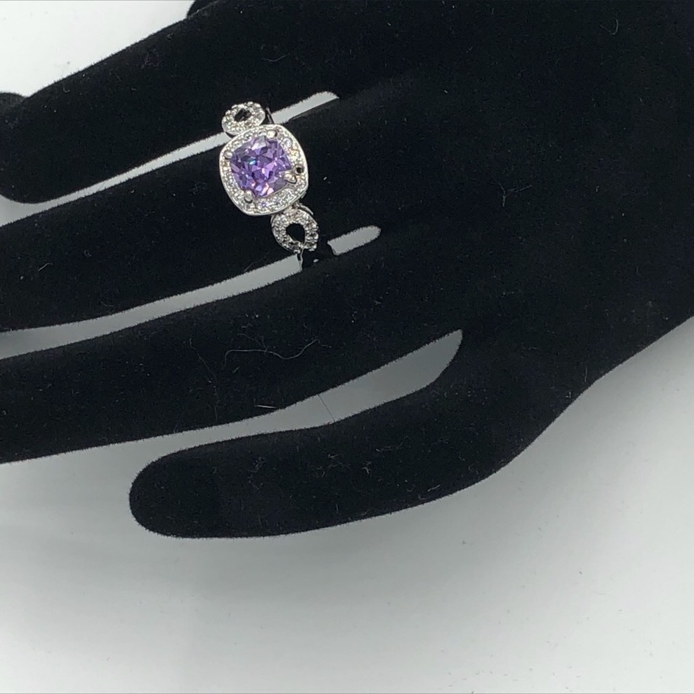Amethyst White Gold Plated Size 10 Ring - Picture 4 of 5